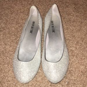 Size 7.5 silver sparkly flats